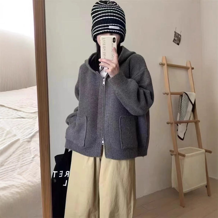 Damer Casual Oversized Cardigan med Huva och Fickor Mirla-Eva Jonsson