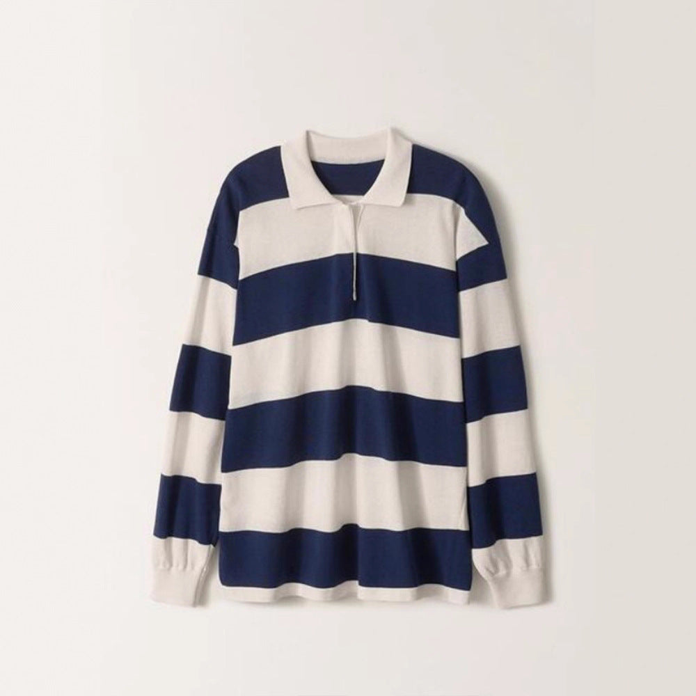 Damer Casual Polo Skjorta med Randig Design och Lång Ärme Mirla-Eva Jonsson