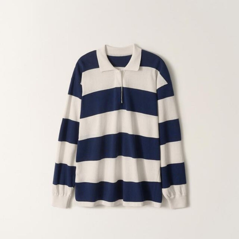 Damer Casual Polo Skjorta med Randig Design och Lång Ärme Mirla-Eva Jonsson