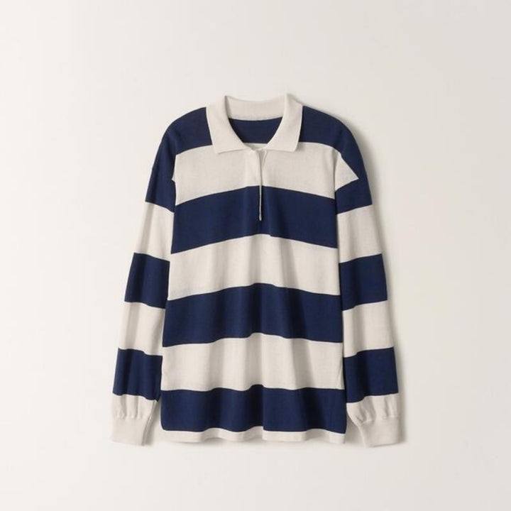Damer Casual Polo Skjorta med Randig Design och Lång Ärme Mirla-Eva Jonsson
