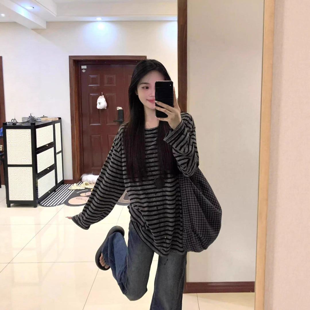 Damer Casual Randig Oversized Skjorta med Vida Ärmar Mirla-Eva Jonsson