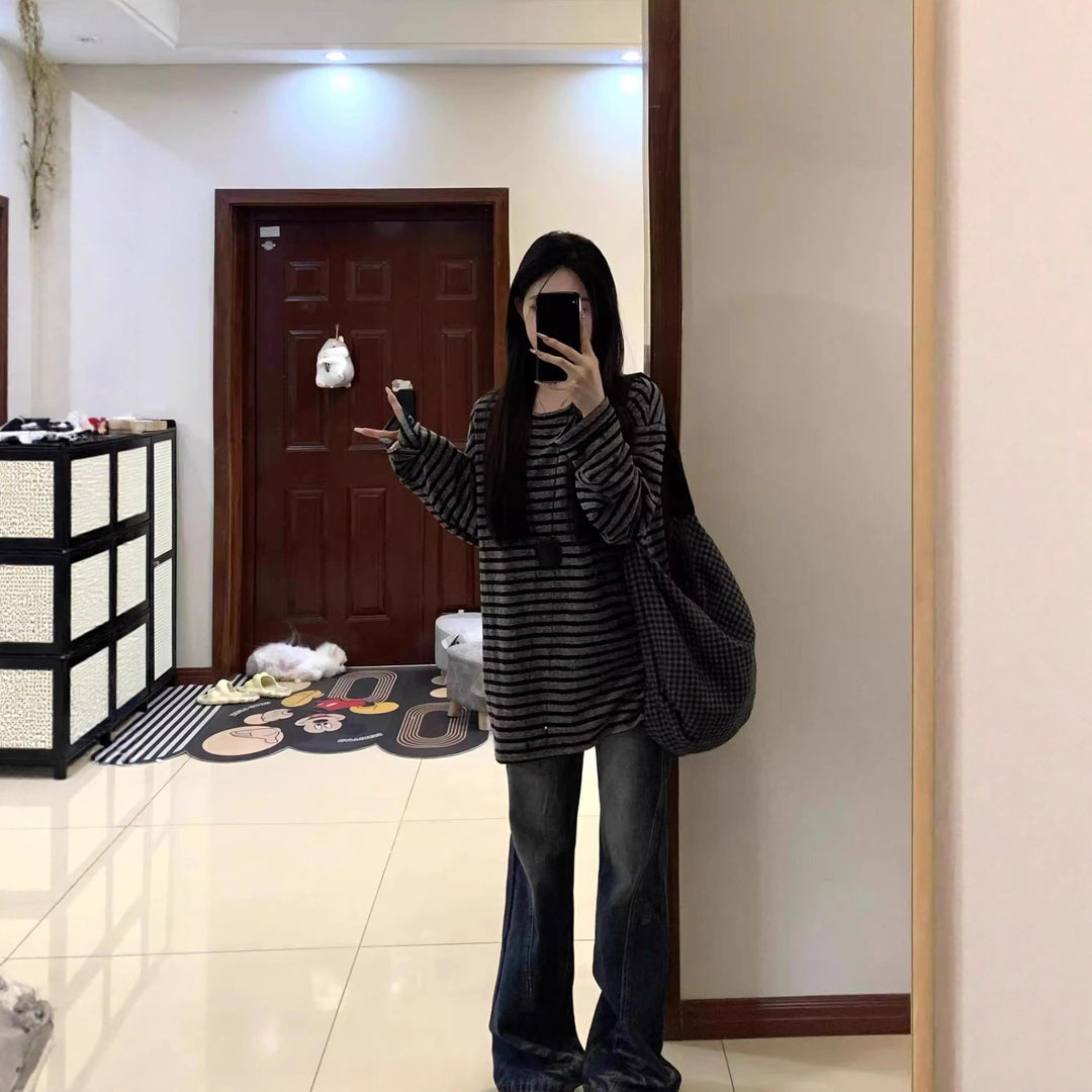 Damer Casual Randig Oversized Skjorta med Vida Ärmar Mirla-Eva Jonsson