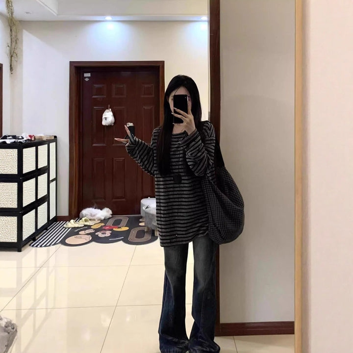 Damer Casual Randig Oversized Skjorta med Vida Ärmar Mirla-Eva Jonsson