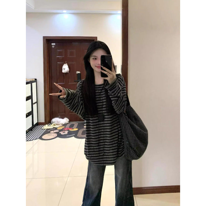 Damer Casual Randig Oversized Skjorta med Vida Ärmar Mirla-Eva Jonsson