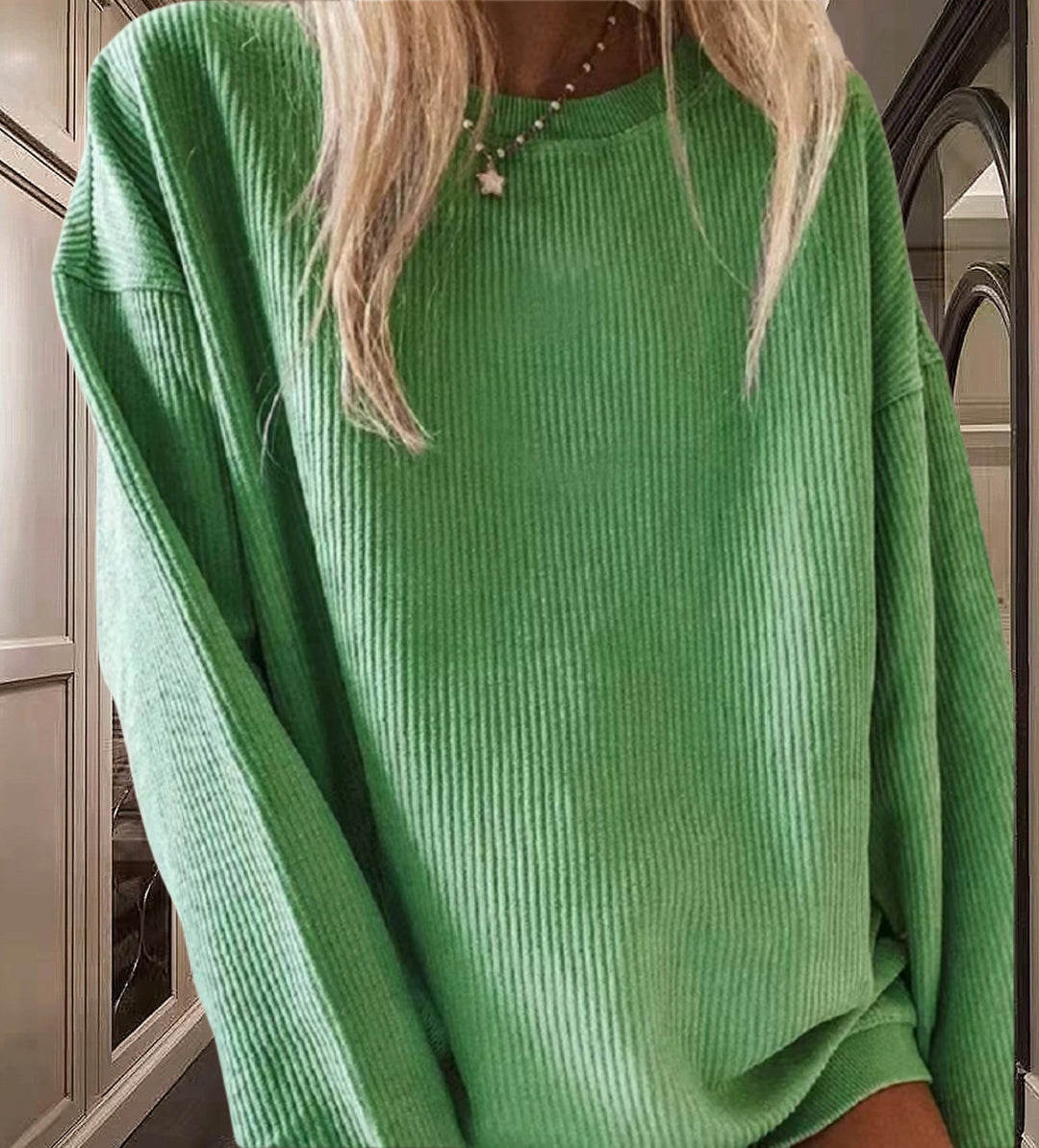 Damer Casual Ribbstickad Tröja med Lätt Oversized Passform Mirla-Eva Jonsson