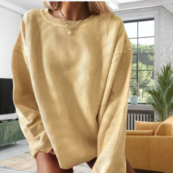 Damer Casual Ribbstickad Tröja med Lätt Oversized Passform Mirla-Eva Jonsson