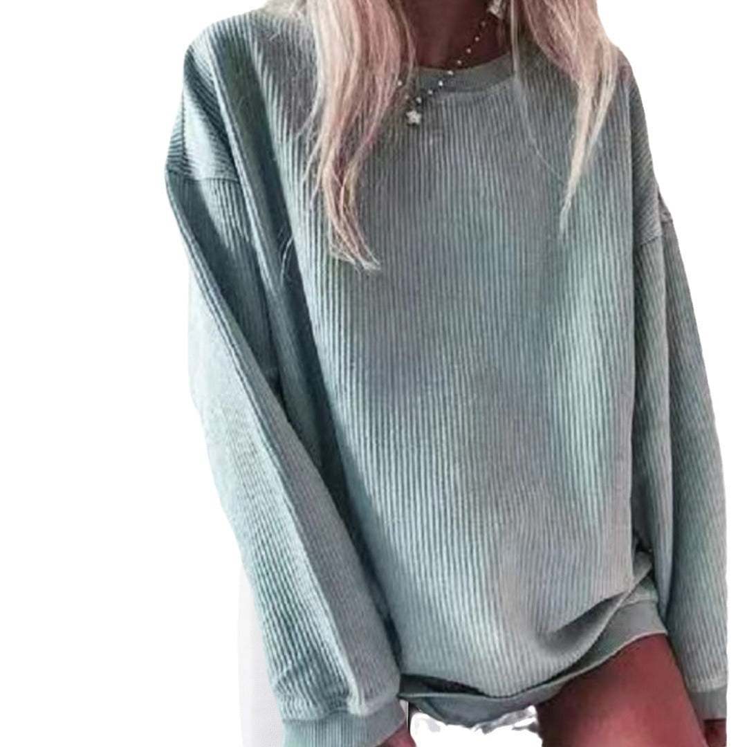 Damer Casual Ribbstickad Tröja med Lätt Oversized Passform Mirla-Eva Jonsson
