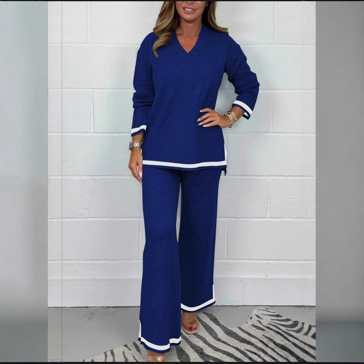 Damer Casual Stickad Set med lös passform och eleganta kontraster Mirla-Eva Jonsson