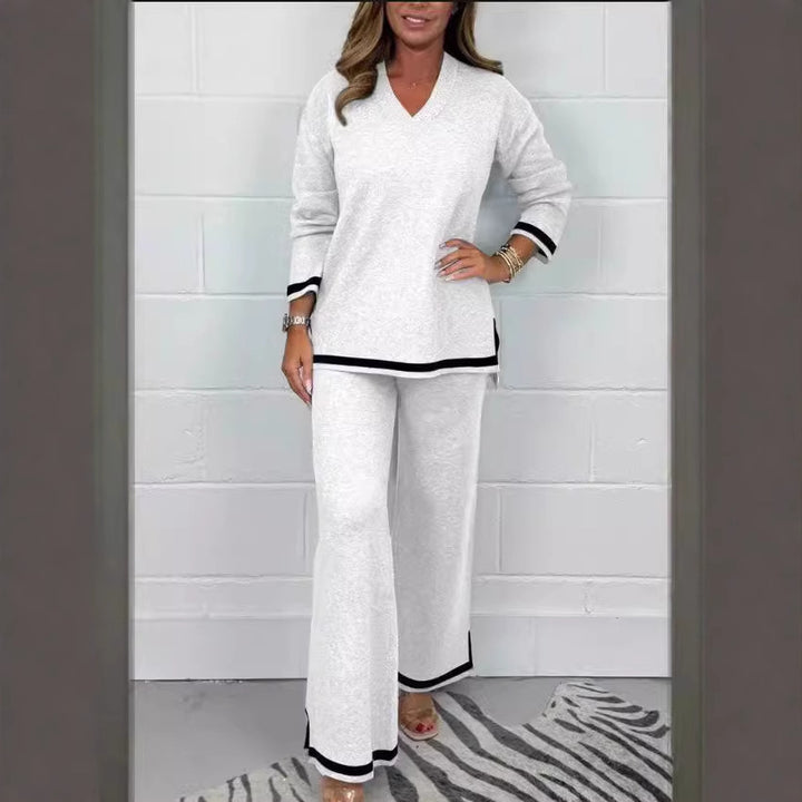 Damer Casual Stickad Set med lös passform och eleganta kontraster Mirla-Eva Jonsson