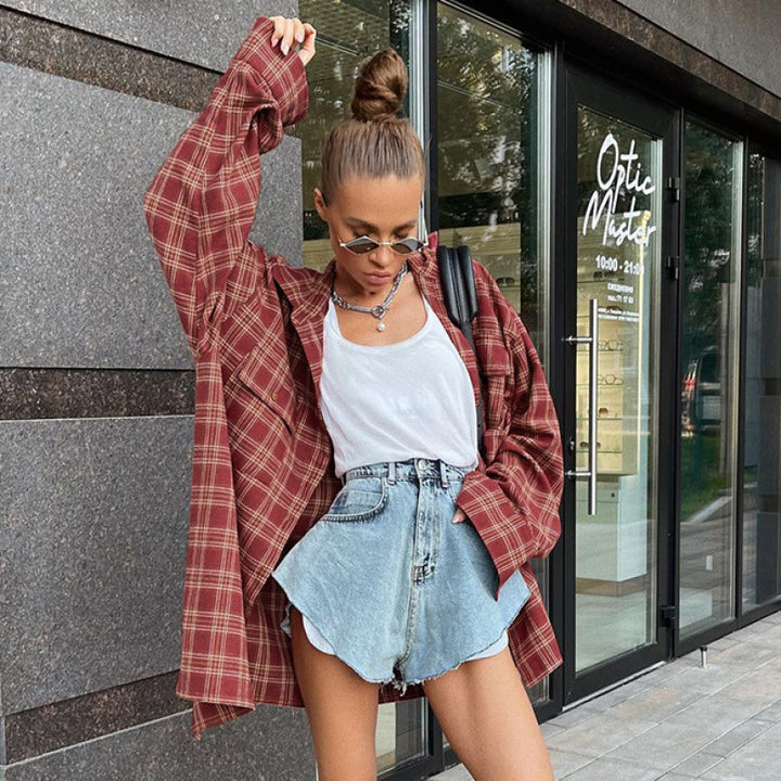 Damer Casual rutigt oversized skjorta Mirla-Eva Jonsson