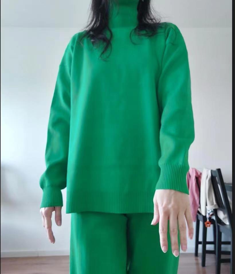 Damer Casual stickad set med hög krage och vida ben Mirla-Eva Jonsson