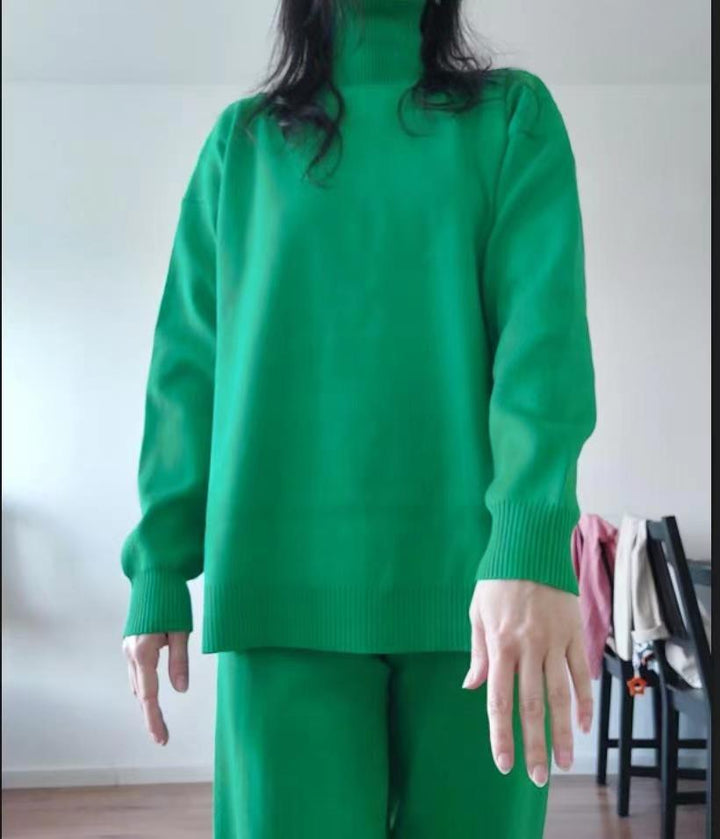 Damer Casual stickad set med hög krage och vida ben Mirla-Eva Jonsson