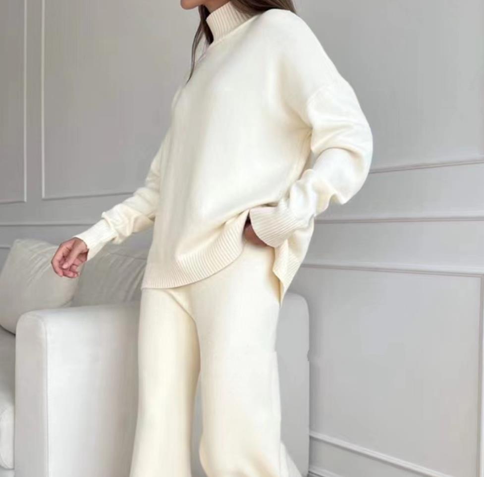 Damer Casual stickad set med hög krage och vida ben Mirla-Eva Jonsson