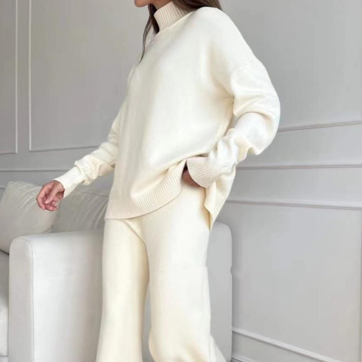 Damer Casual stickad set med hög krage och vida ben Mirla-Eva Jonsson