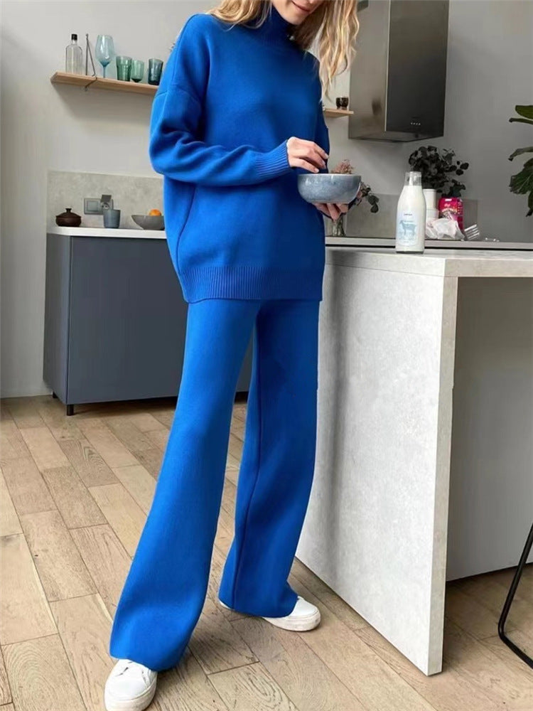Damer Casual stickad set med hög krage och vida ben Mirla-Eva Jonsson