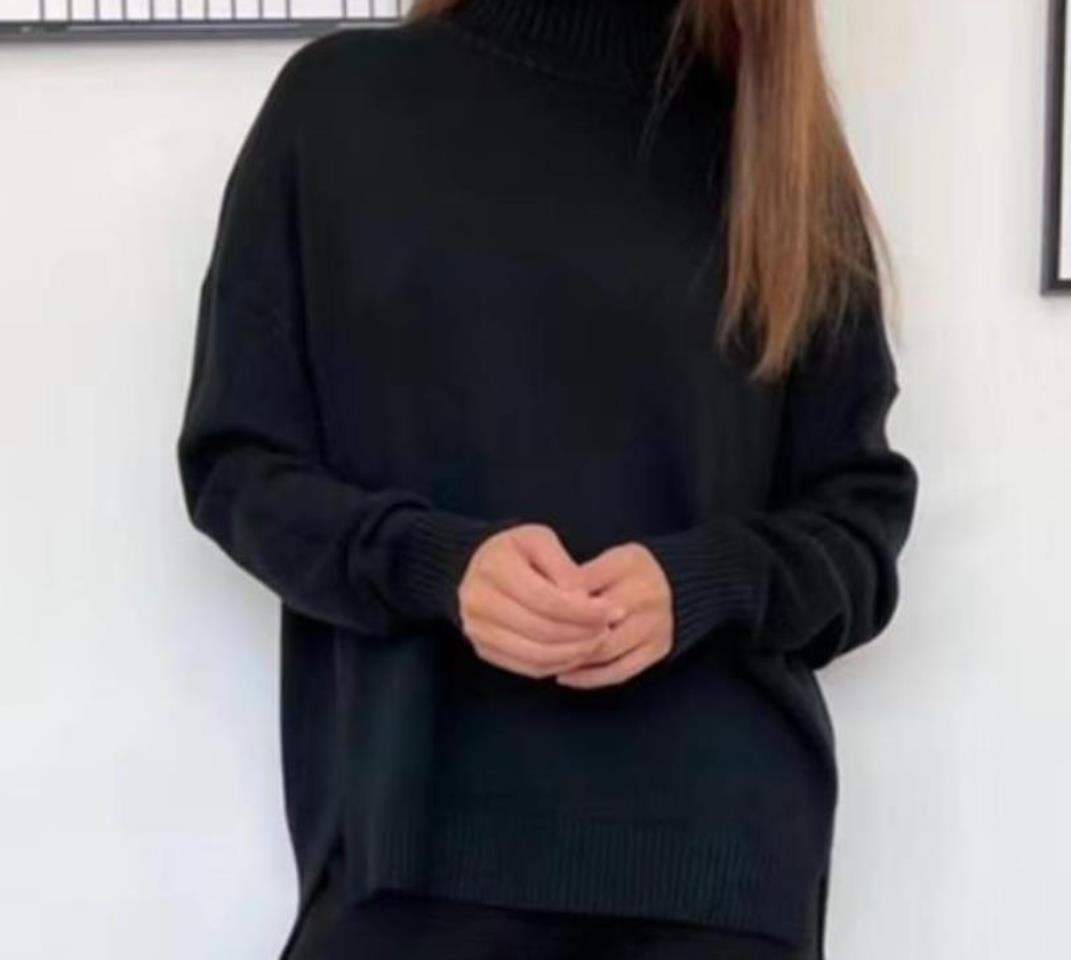 Damer Casual stickad set med hög krage och vida ben Mirla-Eva Jonsson