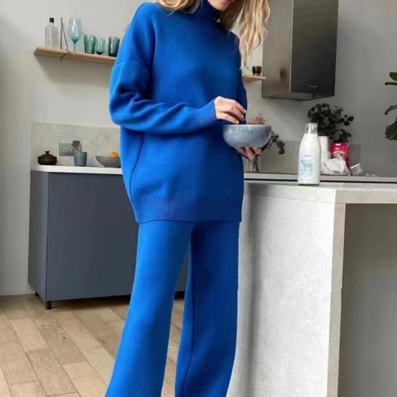 Damer Casual stickad set med hög krage och vida ben Mirla-Eva Jonsson