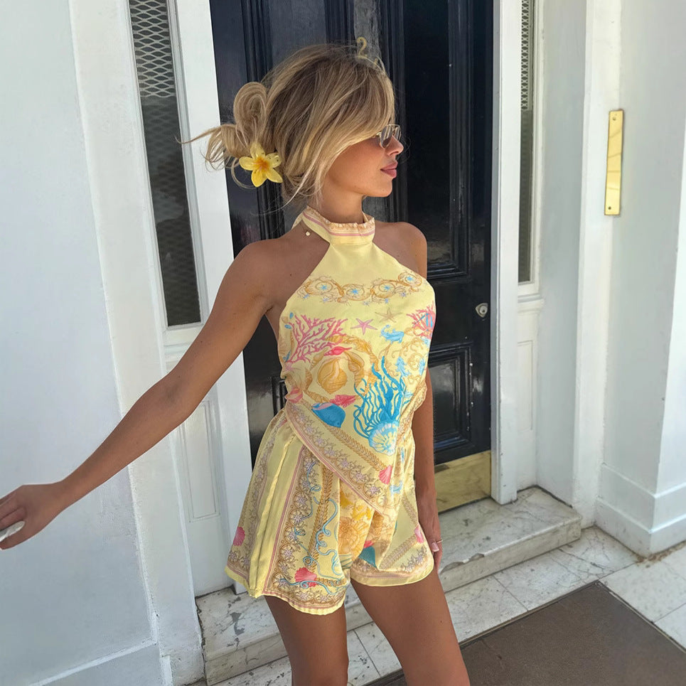Damer Chic Halter-shorts med dekorativt band Mirla-Eva Jonsson