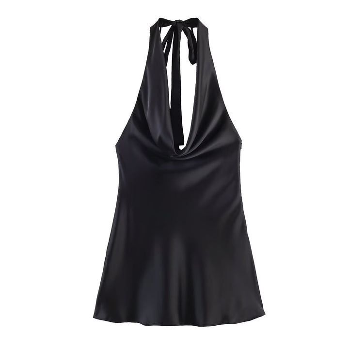 Damer Chic Haltertop i högkvalitativ satin Mirla-Eva Jonsson