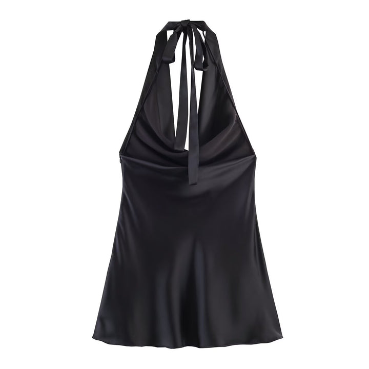 Damer Chic Haltertop i högkvalitativ satin Mirla-Eva Jonsson