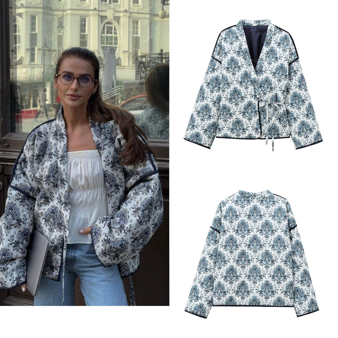 Damer Chic Jacka med Blommönster och Justerbart Bälte Mirla-Eva Jonsson