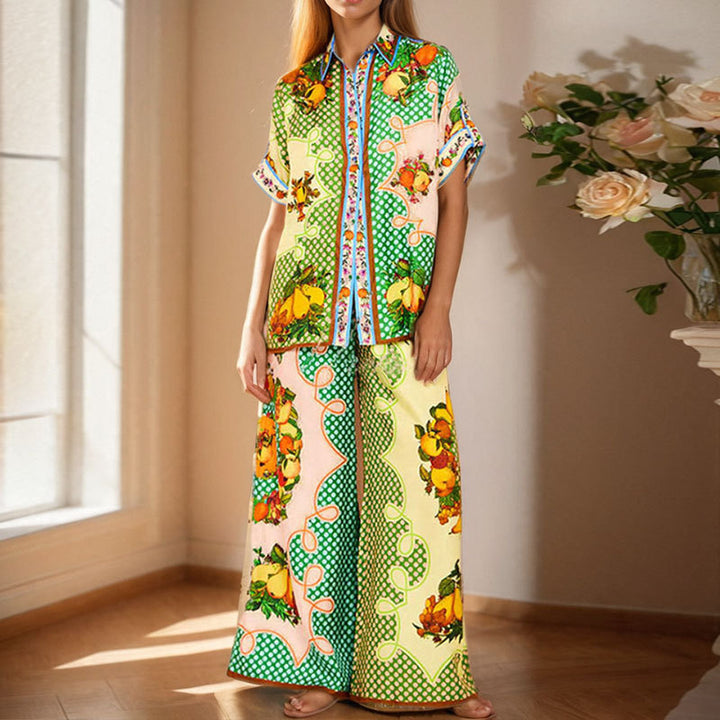 Damer Chic och Bekväm Satäng Tvådelat Set med Blommönster Mirla-Eva Jonsson