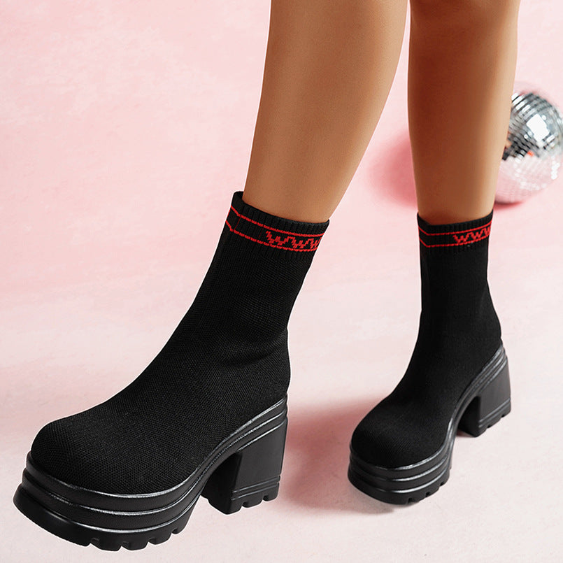 Damer Chunky High-Top Stövlar med halkfri sula och elastiskt ovandel Mirla-Eva Jonsson