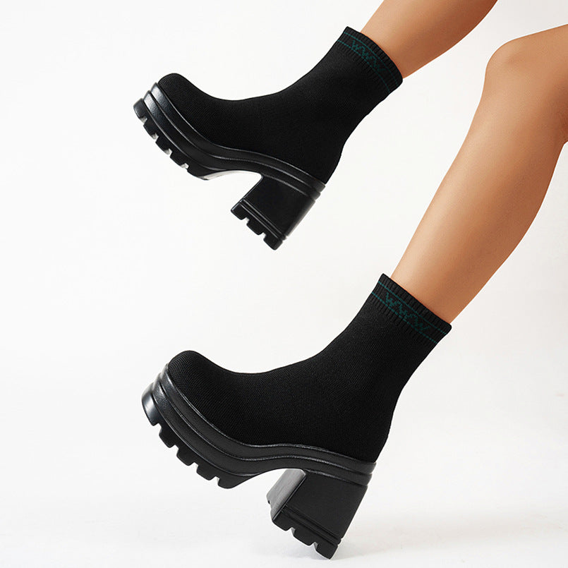 Damer Chunky High-Top Stövlar med halkfri sula och elastiskt ovandel Mirla-Eva Jonsson