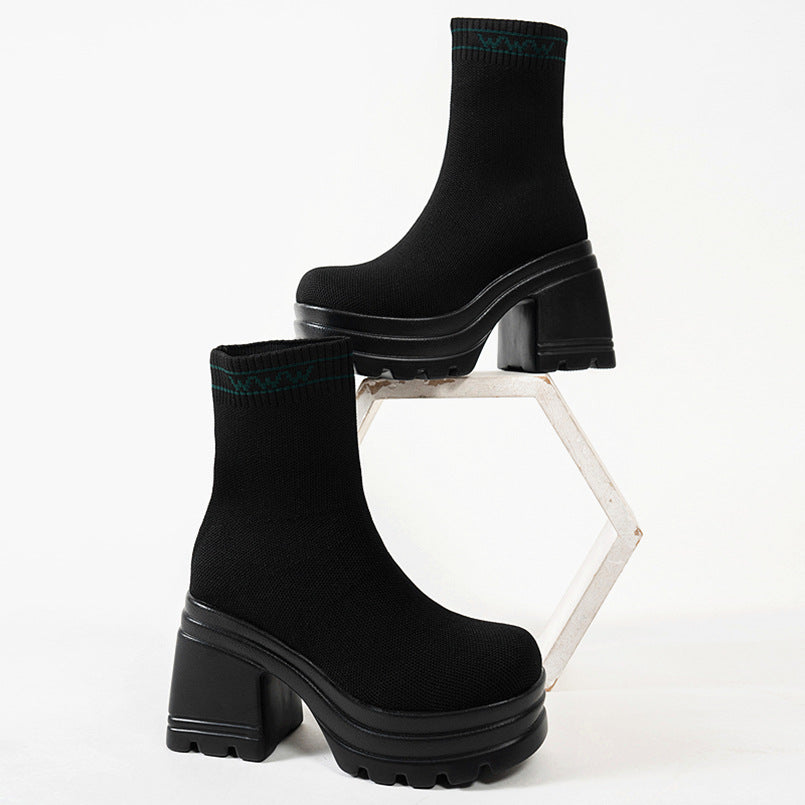 Damer Chunky High-Top Stövlar med halkfri sula och elastiskt ovandel Mirla-Eva Jonsson