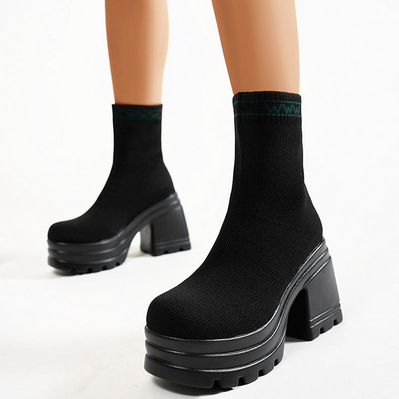 Damer Chunky High-Top Stövlar med halkfri sula och elastiskt ovandel Mirla-Eva Jonsson