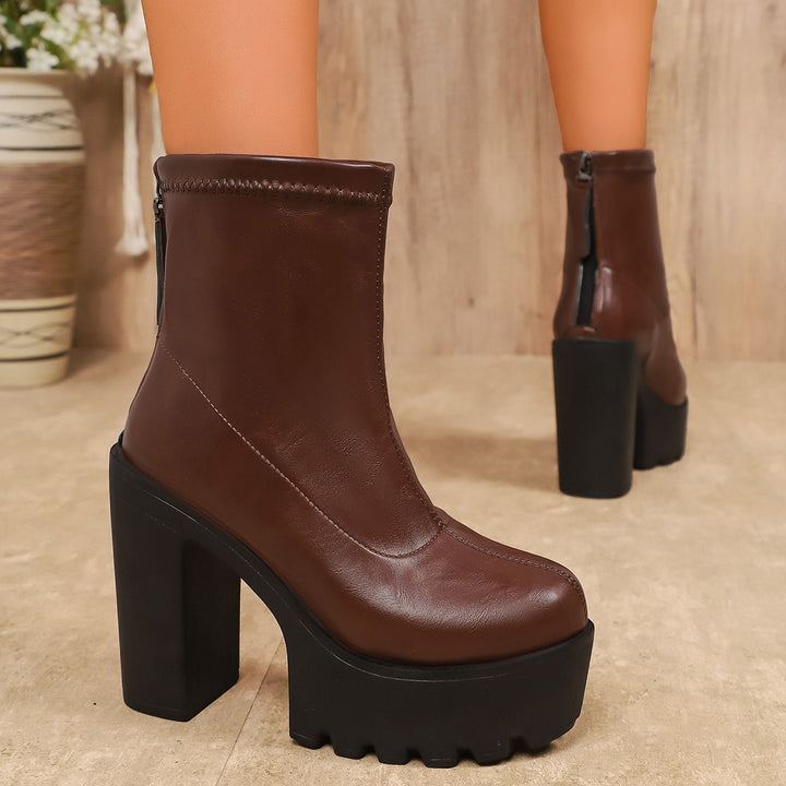 Damer Chunky Klackboots med zip-design Mirla-Eva Jonsson