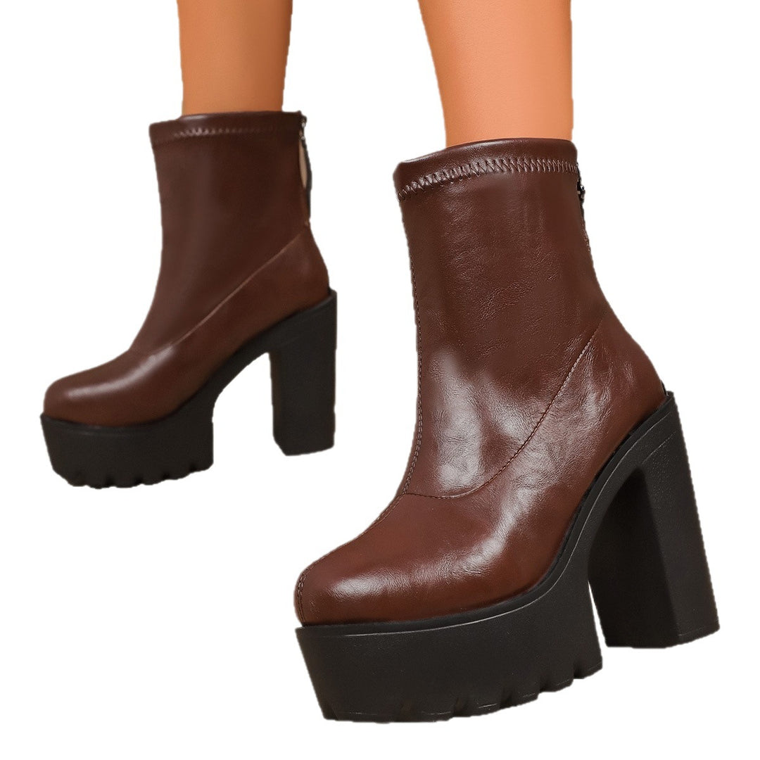 Damer Chunky Klackboots med zip-design Mirla-Eva Jonsson