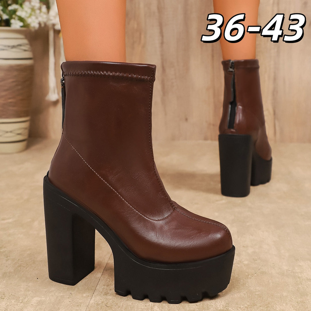 Damer Chunky Klackboots med zip-design Mirla-Eva Jonsson