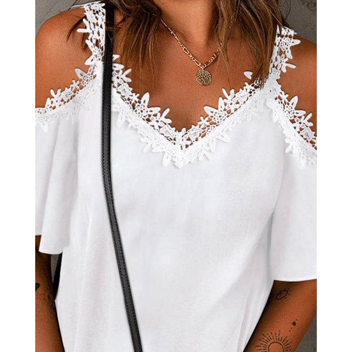 Damer Cold-Shoulder Spetsdetalj Topp Eva Jonsson-Eva Jonsson