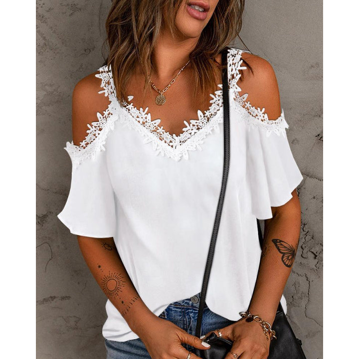 Damer Cold-Shoulder Spetsdetalj Topp Eva Jonsson-Eva Jonsson