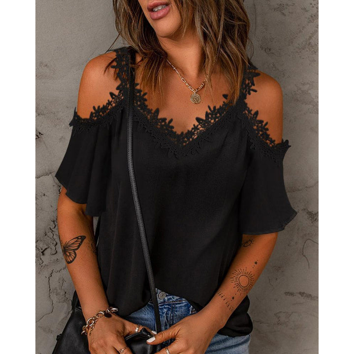 Damer Cold-Shoulder Spetsdetalj Topp Eva Jonsson-Eva Jonsson
