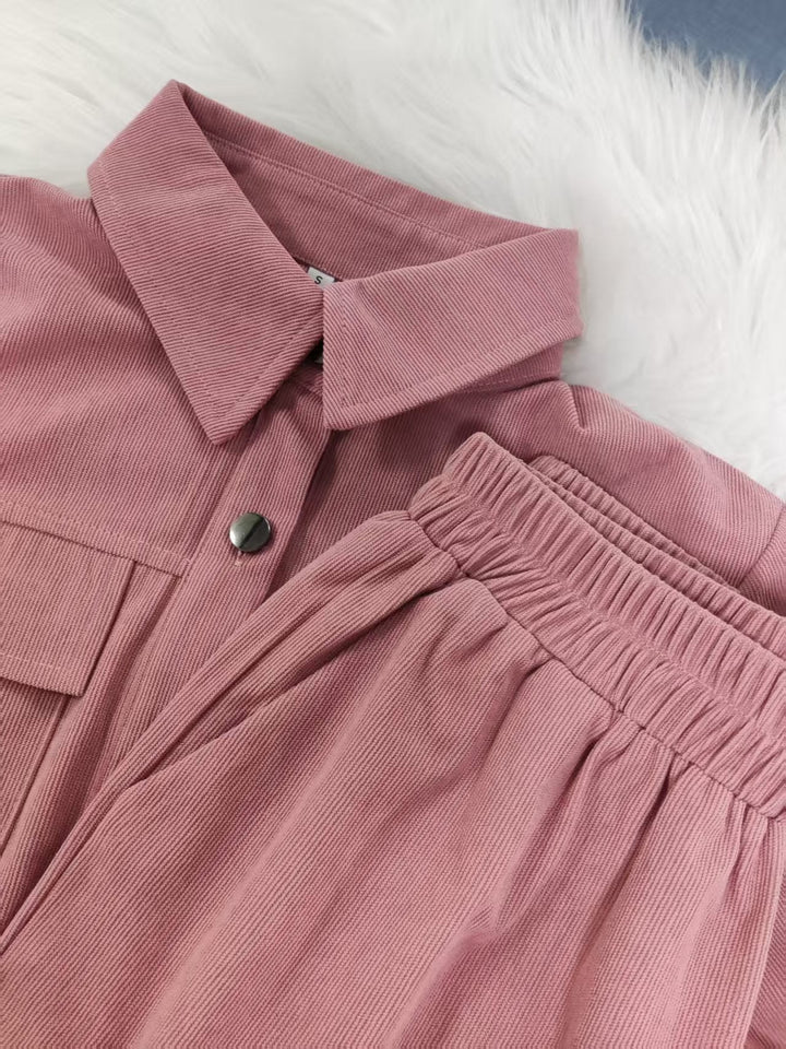 Damer Cordbyxa set med Klassisk Krage och Elastisk Midja Mirla-Eva Jonsson