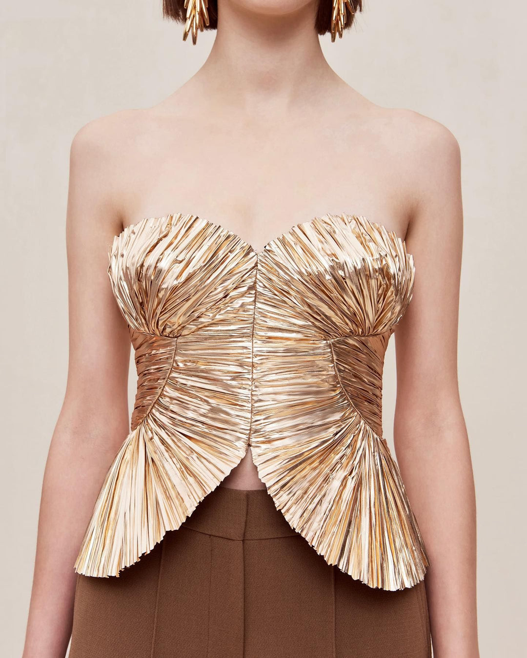 Damer Couture Bustier med skimrande veckinsatser och peplumskärning-Eva Jonsson