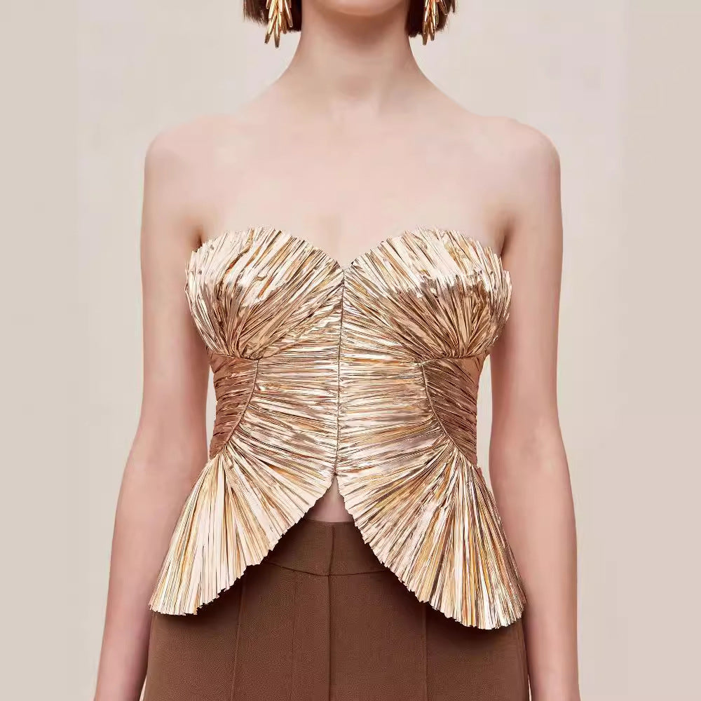 Damer Couture Bustier med skimrande veckinsatser och peplumskärning-Eva Jonsson