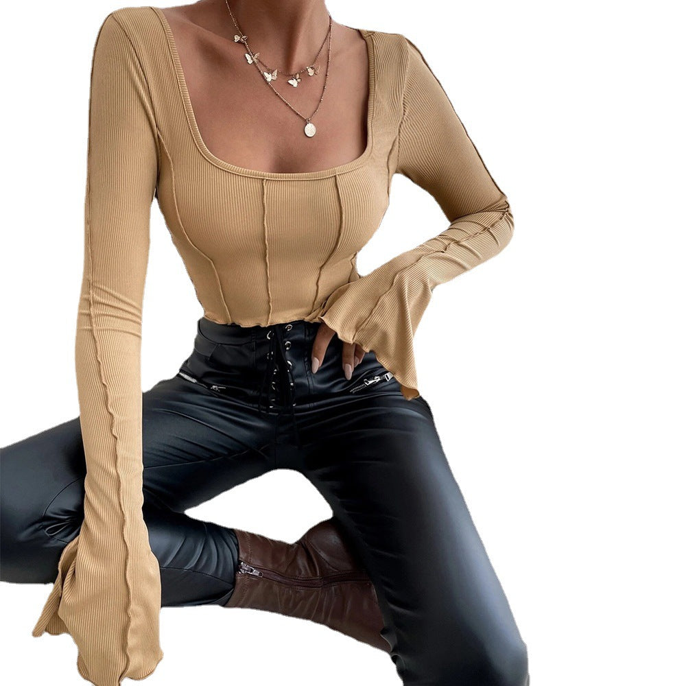 Damer Couture Crop Top med fyrkantig halsringning och långa ärmar Mirla-Eva Jonsson