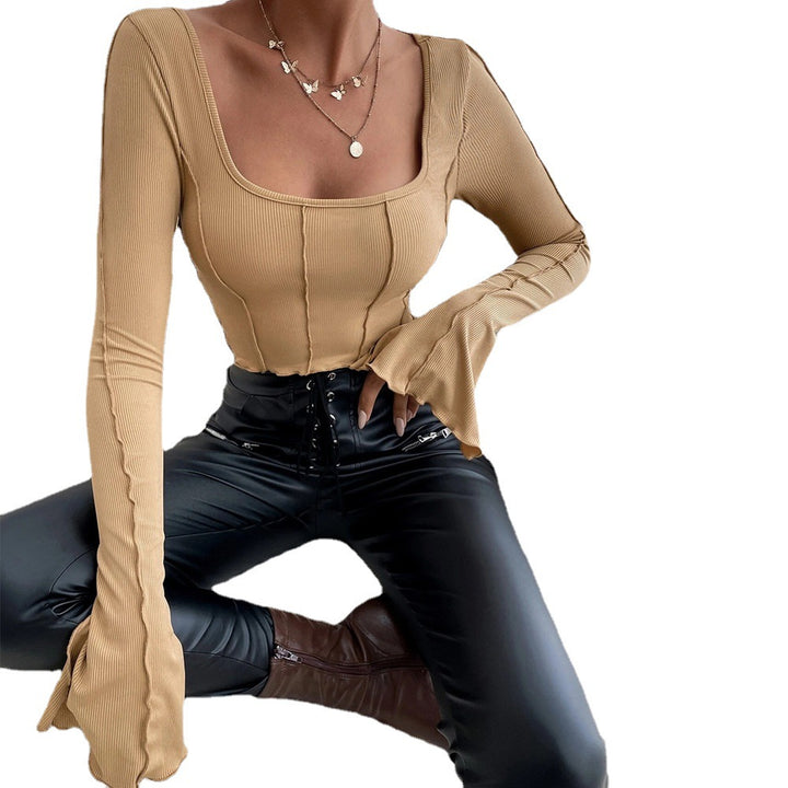 Damer Couture Crop Top med fyrkantig halsringning och långa ärmar Mirla-Eva Jonsson