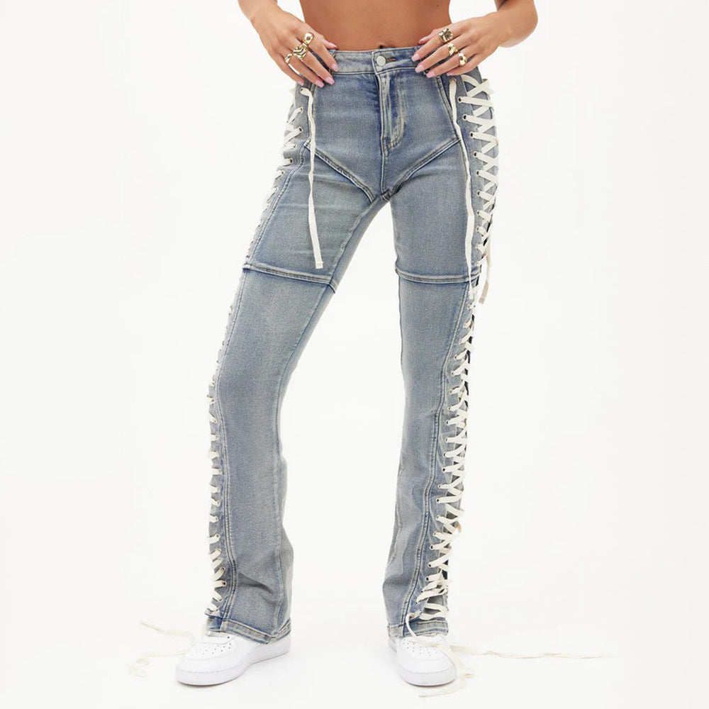 Damer Couture Jeans med unik snördesign Mirla-Eva Jonsson