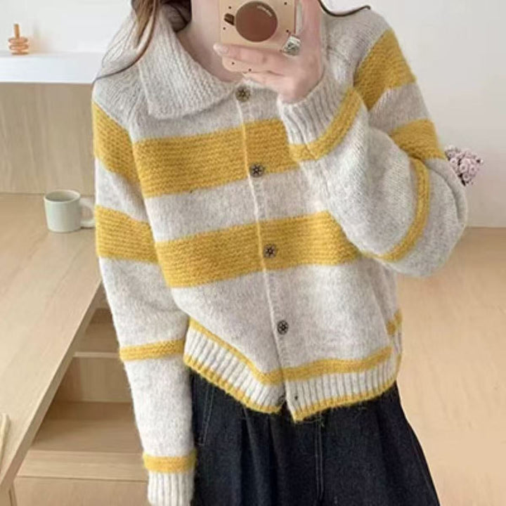 Damer Cozy Cardigan med Vintage Ränder Mirla-Eva Jonsson