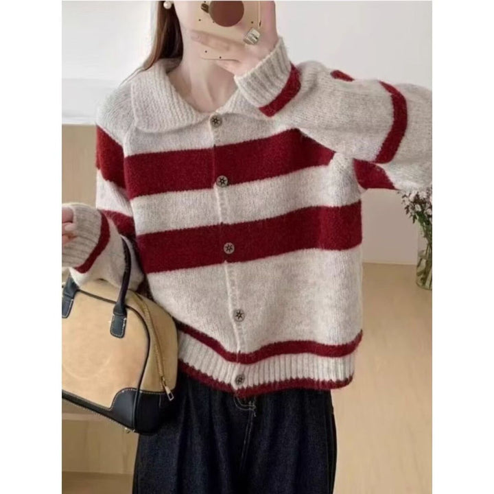 Damer Cozy Cardigan med Vintage Ränder Mirla-Eva Jonsson