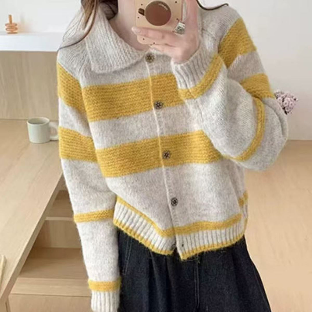 Damer Cozy Cardigan med Vintage Ränder Mirla-Eva Jonsson