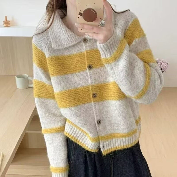 Damer Cozy Cardigan med Vintage Ränder Mirla-Eva Jonsson