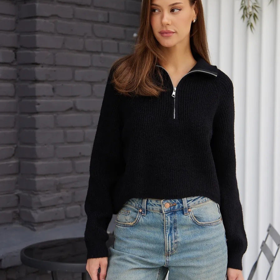 Damer Cozy Hoodie med krage och dragkedja Eva Jonsson-Eva Jonsson