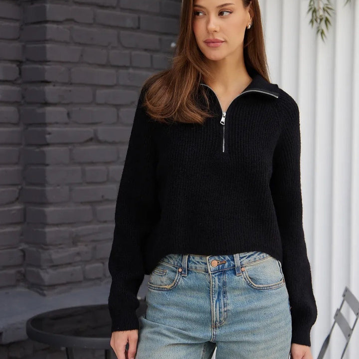 Damer Cozy Hoodie med krage och dragkedja Eva Jonsson-Eva Jonsson