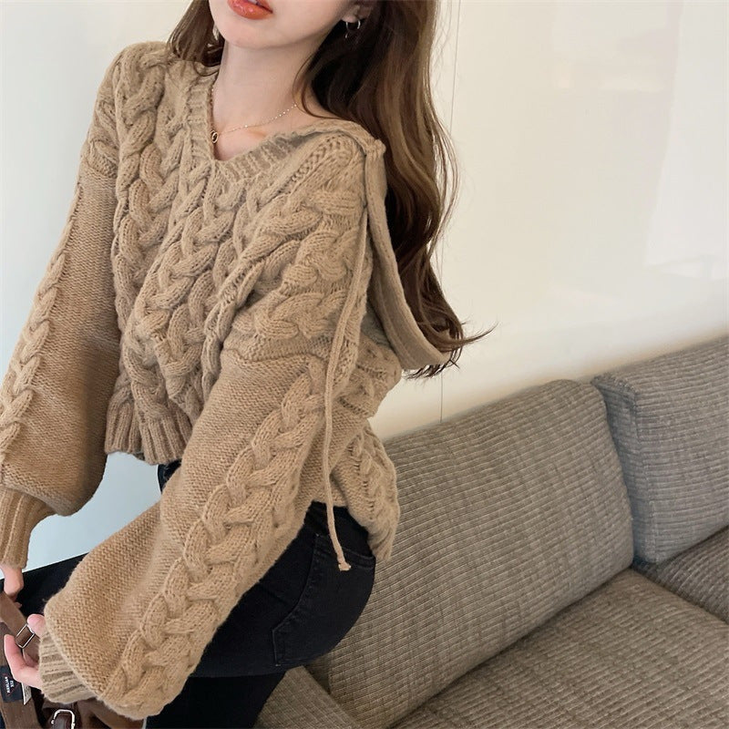 Damer Cozy Knit Poncho med Kabelmönster Mirla-Eva Jonsson