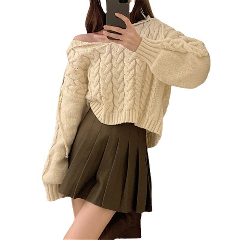 Damer Cozy Knit Poncho med Kabelmönster Mirla-Eva Jonsson